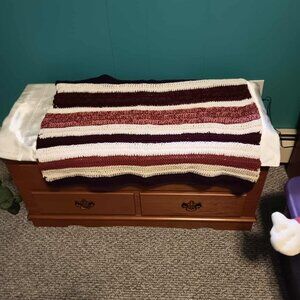 handmade Afghan  lap robe pink and white